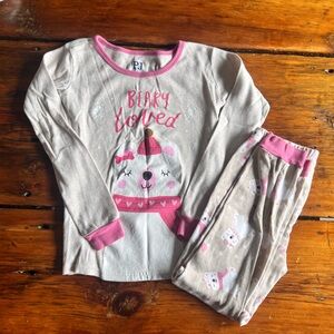 The Children's Place Cream and Pink Bear Pajama Set